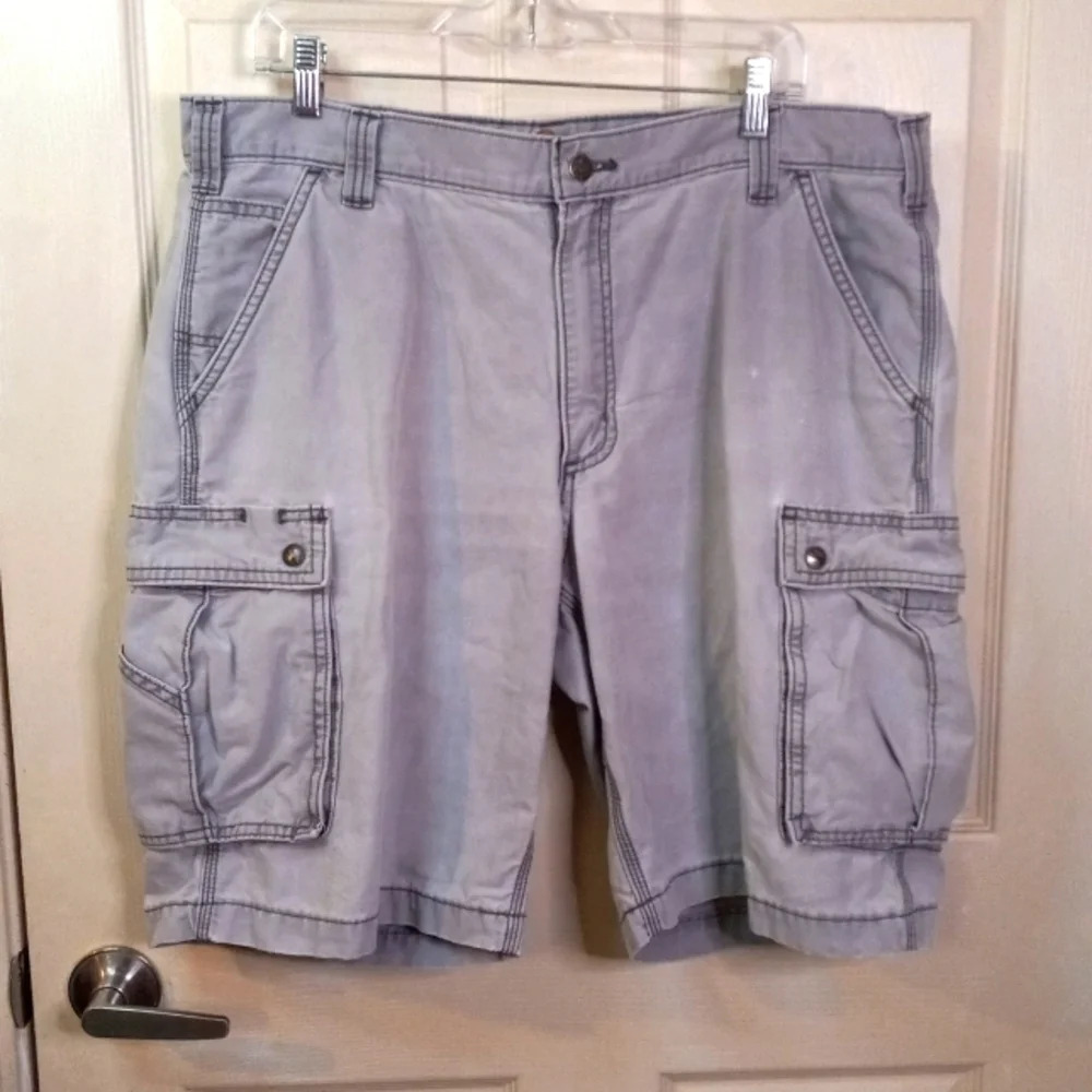 Carhartt Mens Ripstop Cargo Shorts Size 38W Grey Relaxed Fit